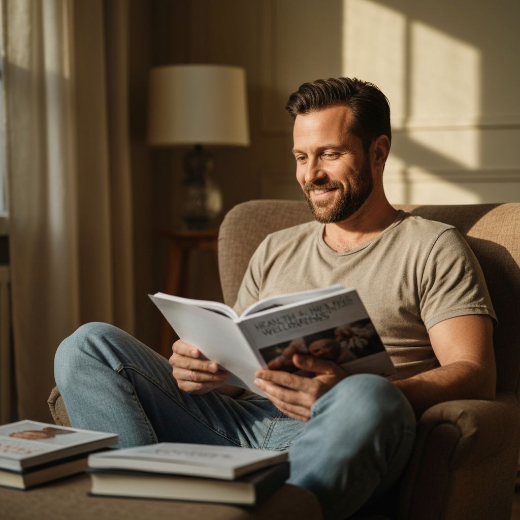 Man reading educational materials
